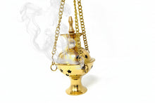 Load image into Gallery viewer, Hanging Brass Burner for cone incense and resins-  4", 6" and 8"
