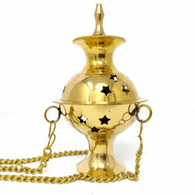 Load image into Gallery viewer, Hanging Brass Burner for cone incense and resins-  4", 6" and 8"
