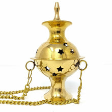 Load image into Gallery viewer, Hanging Brass Burner for cone incense and resins-  4", 6" and 8"
