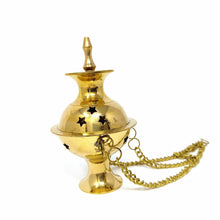 Load image into Gallery viewer, Hanging Brass Burner for cone incense and resins-  4", 6" and 8"
