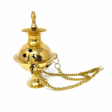 Load image into Gallery viewer, Hanging Brass Burner for cone incense and resins-  4", 6" and 8"
